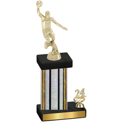 Accented Single Silver Glacier Year Basketball Trophy