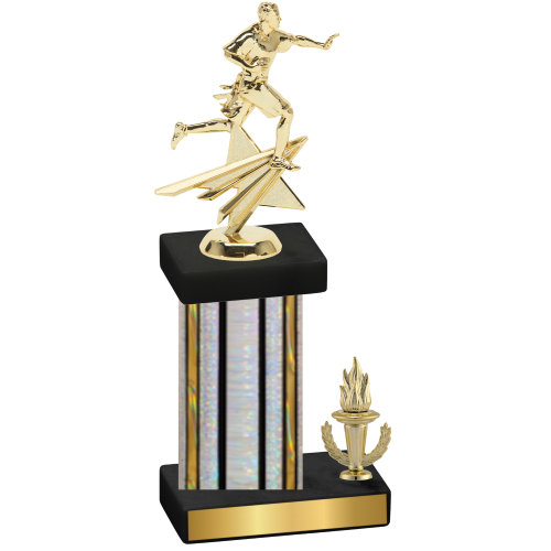 Accented Single Silver Glacier Victory Flag Football Trophy