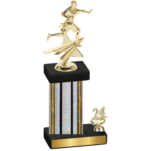 Accented Single Silver Glacier Year Flag Football Trophy