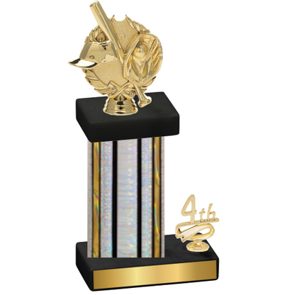 Accented Single Silver Glacier Fourth Place Baseball Trophy