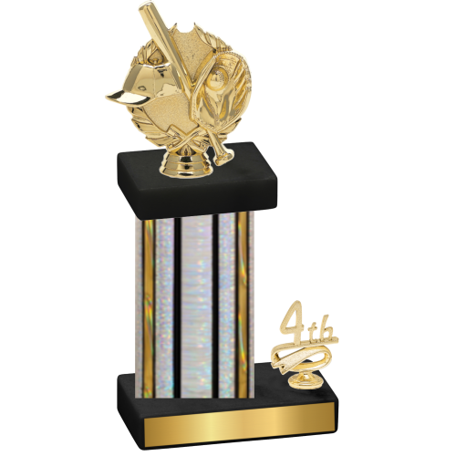 Accented Single Silver Glacier Fourth Place Baseball Trophy