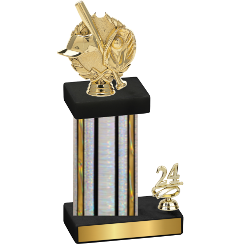 Accented Single Silver Glacier Year Baseball Trophy