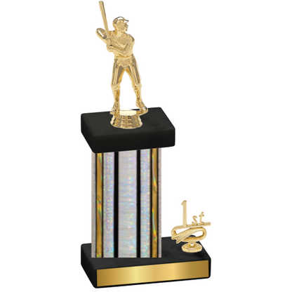 Accented Single Silver Glacier First Place Baseball Trophy