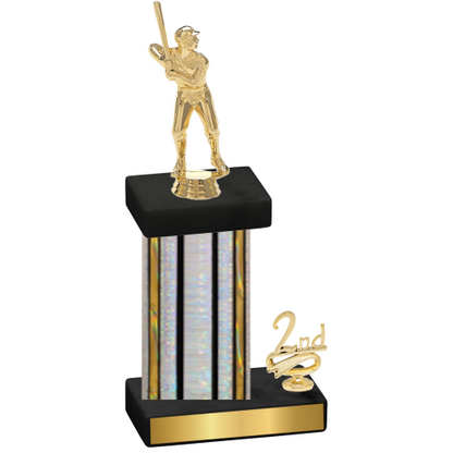 Accented Single Silver Glacier Second Place Baseball Trophy