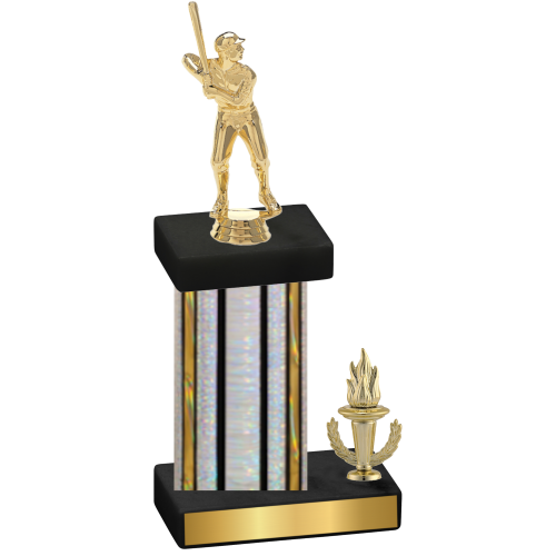 Accented Single Silver Glacier Victory Baseball Trophy