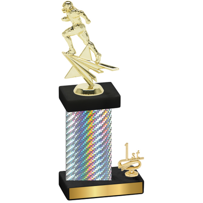 Accented Single Silver Carbon Fiber First Place Football Trophy