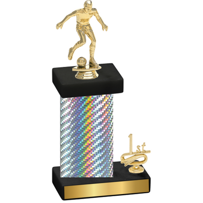 Accented Single Silver Carbon Fiber First Place Soccer Trophy