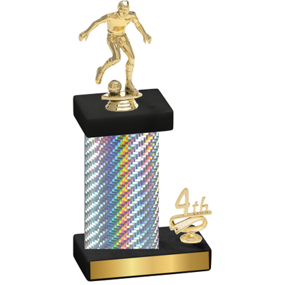 Accented Single Silver Carbon Fiber Fourth Place Soccer Trophy