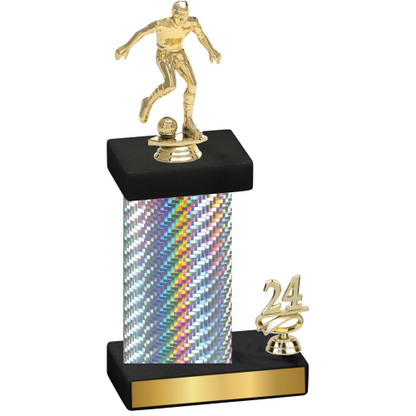 Accented Single Silver Carbon Fiber Year Soccer Trophy