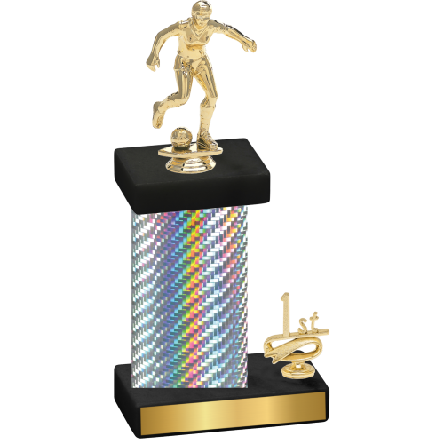 Accented Single Silver Carbon Fiber First Place Soccer Trophy