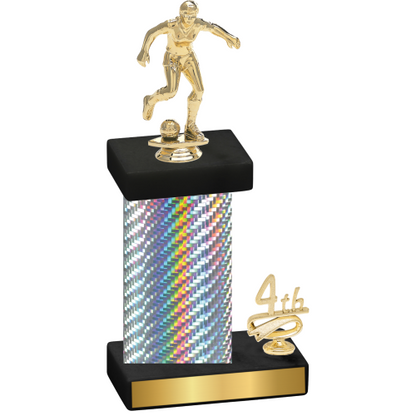 Accented Single Silver Carbon Fiber Fourth Place Soccer Trophy
