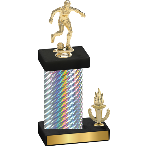 Accented Single Silver Carbon Fiber Victory Soccer Trophy