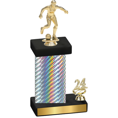 Accented Single Silver Carbon Fiber Year Soccer Trophy