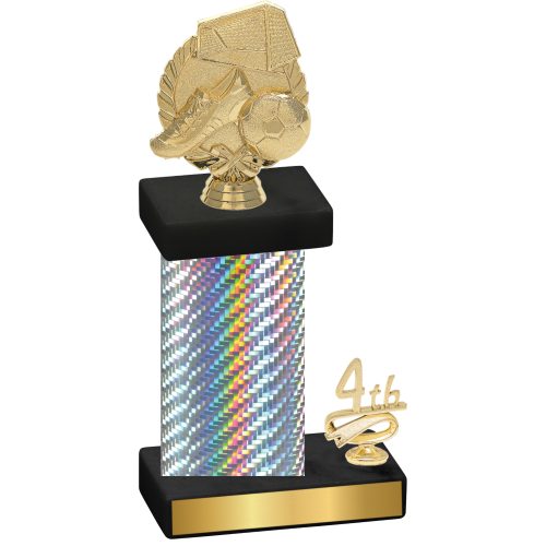 Accented Single Silver Carbon Fiber Fourth Place Soccer Trophy