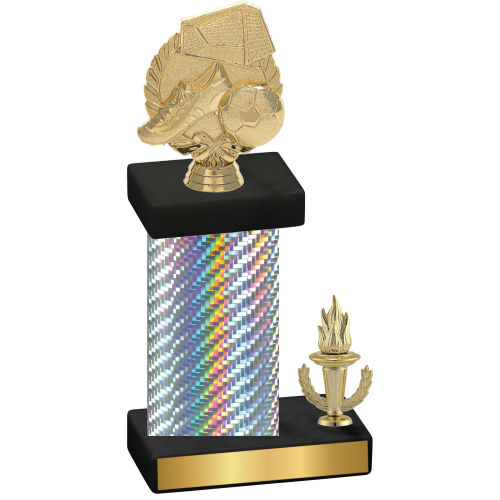 Accented Single Silver Carbon Fiber Victory Soccer Trophy