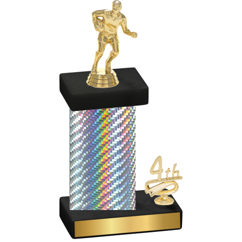 Accented Single Silver Carbon Fiber Fourth Place Rugby Trophy