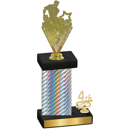 Accented Single Silver Carbon Fiber Fourth Place Rugby Trophy