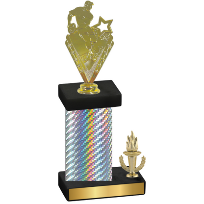 Accented Single Silver Carbon Fiber Victory Rugby Trophy