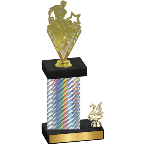 Accented Single Silver Carbon Fiber Year Rugby Trophy