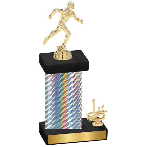 Accented Single Silver Carbon Fiber First Place Running Trophy