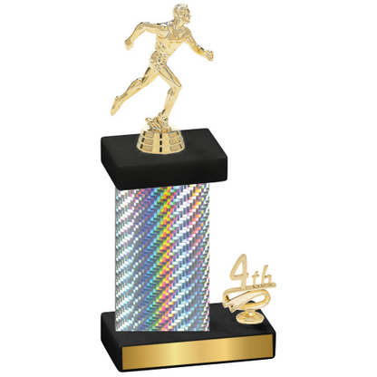 Accented Single Silver Carbon Fiber Fourth Place Running Trophy
