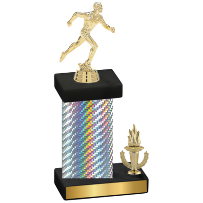 Accented Single Silver Carbon Fiber Victory Running Trophy