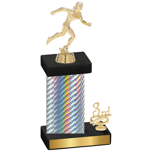 Accented Single Silver Carbon Fiber Third Place Running Trophy