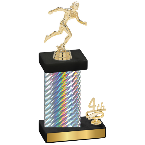 Accented Single Silver Carbon Fiber Fourth Place Running Trophy