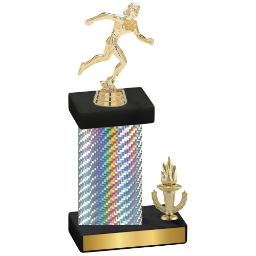 Accented Single Silver Carbon Fiber Victory Running Trophy