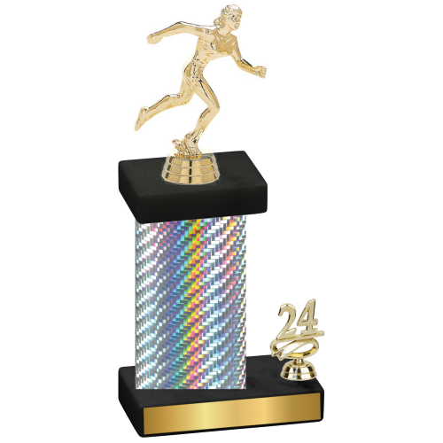 Accented Single Silver Carbon Fiber Year Running Trophy
