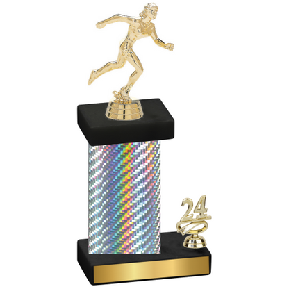 Accented Single Silver Carbon Fiber Year Running Trophy