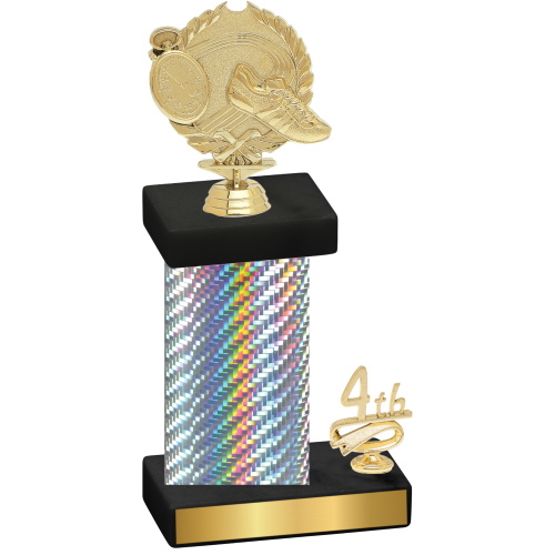 Accented Single Silver Carbon Fiber Fourth Place Running Trophy