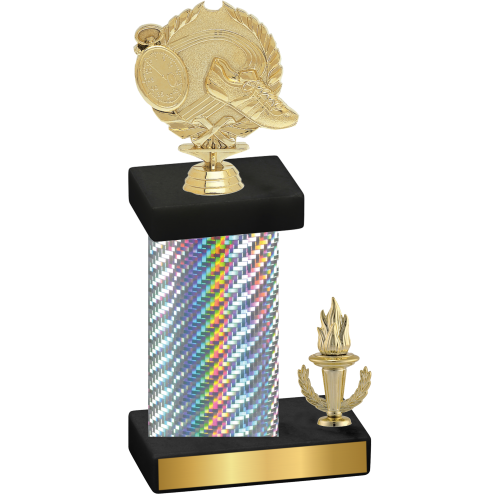 Accented Single Silver Carbon Fiber Victory Running Trophy