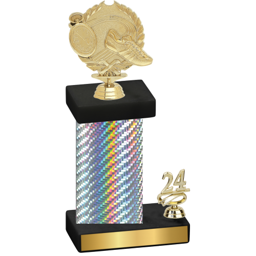 Accented Single Silver Carbon Fiber Year Running Trophy