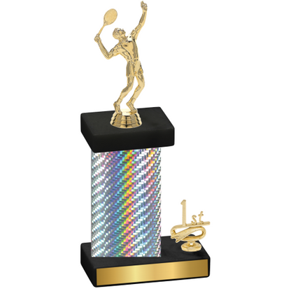 Accented Single Silver Carbon Fiber First Place Tennis Trophy