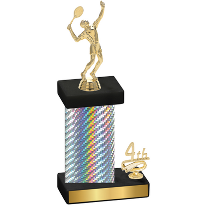 Accented Single Silver Carbon Fiber Fourth Place Tennis Trophy