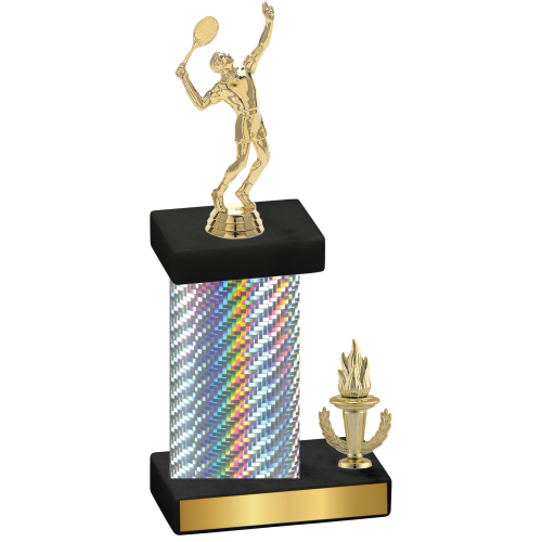 Accented Single Silver Carbon Fiber Victory Tennis Trophy