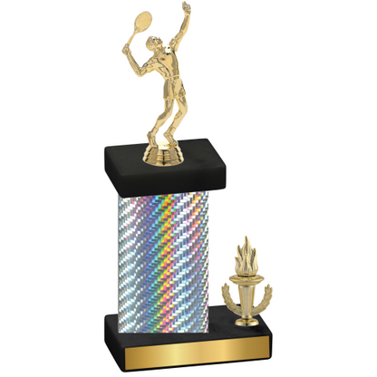 Accented Single Silver Carbon Fiber Victory Tennis Trophy