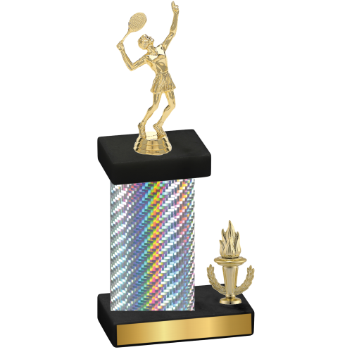 Accented Single Silver Carbon Fiber Victory Tennis Trophy