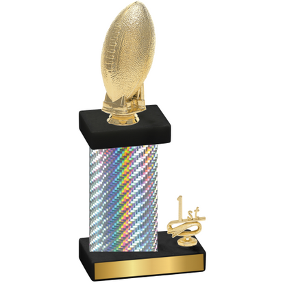 Accented Single Silver Carbon Fiber First Place Football Trophy