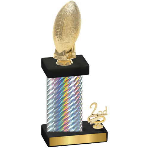Accented Single Silver Carbon Fiber Second Place Football Trophy