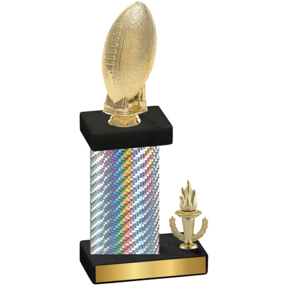 Accented Single Silver Carbon Fiber Victory Football Trophy