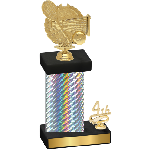 Accented Single Silver Carbon Fiber Fourth Place Tennis Trophy