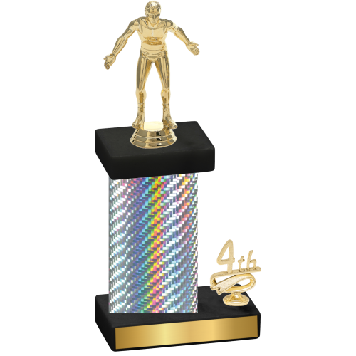 Accented Single Silver Carbon Fiber Fourth Place Wrestling Trophy