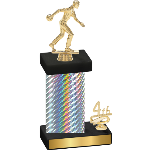 Accented Single Silver Carbon Fiber Fourth Place Bowling Trophy
