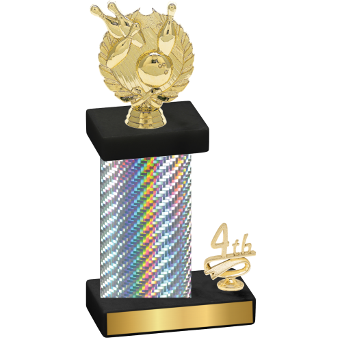 Accented Single Silver Carbon Fiber Fourth Place Bowling Trophy