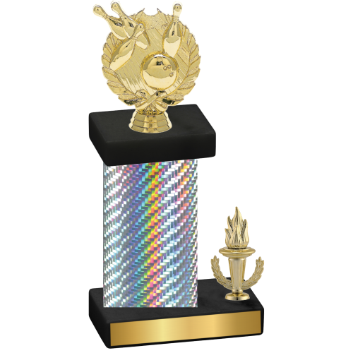 Accented Single Silver Carbon Fiber Victory Bowling Trophy