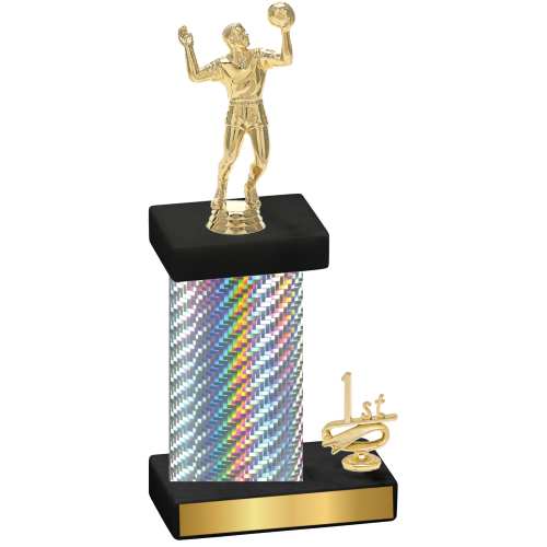 Accented Single Silver Carbon Fiber First Place Volleyball Trophy