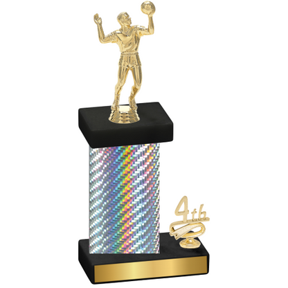 Accented Single Silver Carbon Fiber Fourth Place Volleyball Trophy
