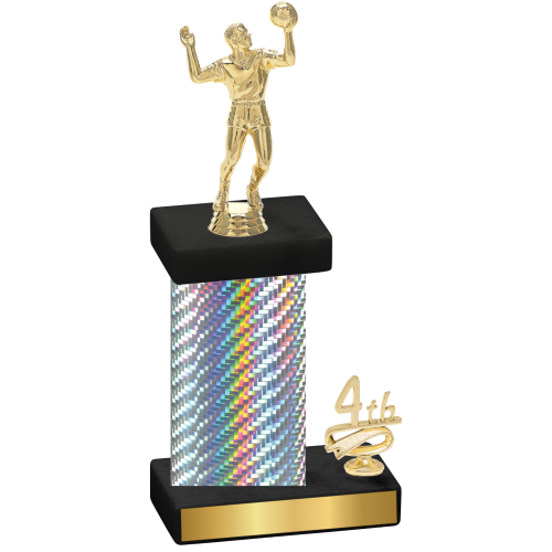 Accented Single Silver Carbon Fiber Fourth Place Volleyball Trophy